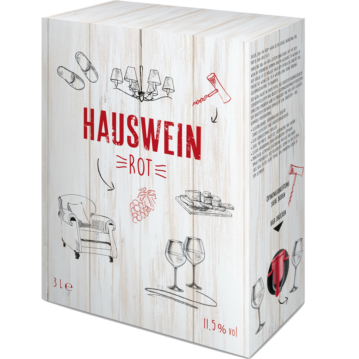 Bild von HAUSWEIN ROT HTR.           3L